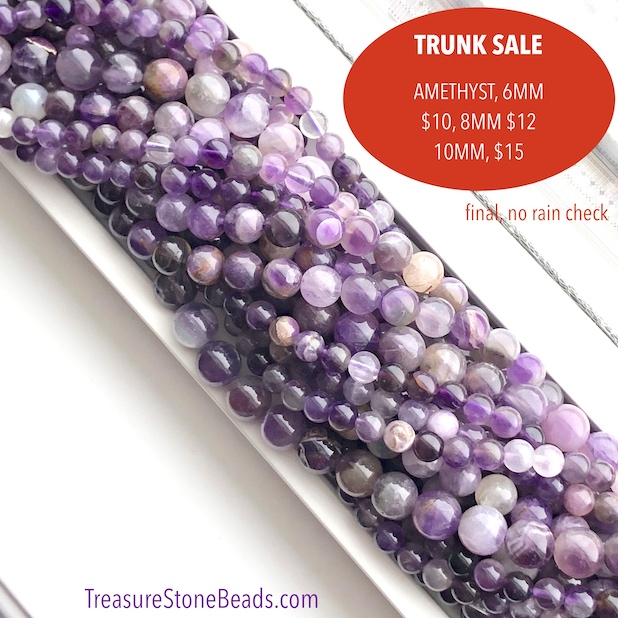 TRUNK SALE: Bead, amethyst, 8mm round. 14.5, 45pcs - Click Image to Close